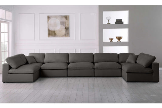 Plush Velvet Standard Modular Down Filled Cloud-Like Comfort Overstuffed Reversible Sectional SKU: 602-Sec7B - Venini Furniture 