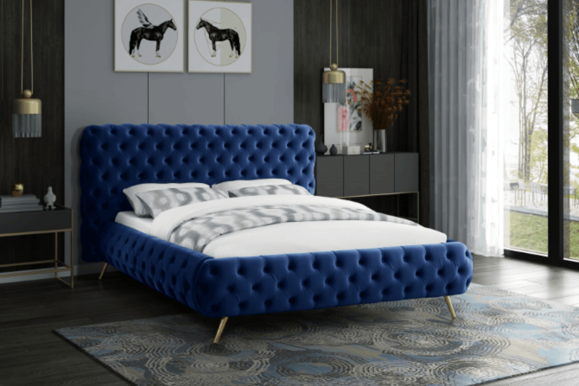 Delano Velvet Bed SKU: Delano - Venini Furniture 