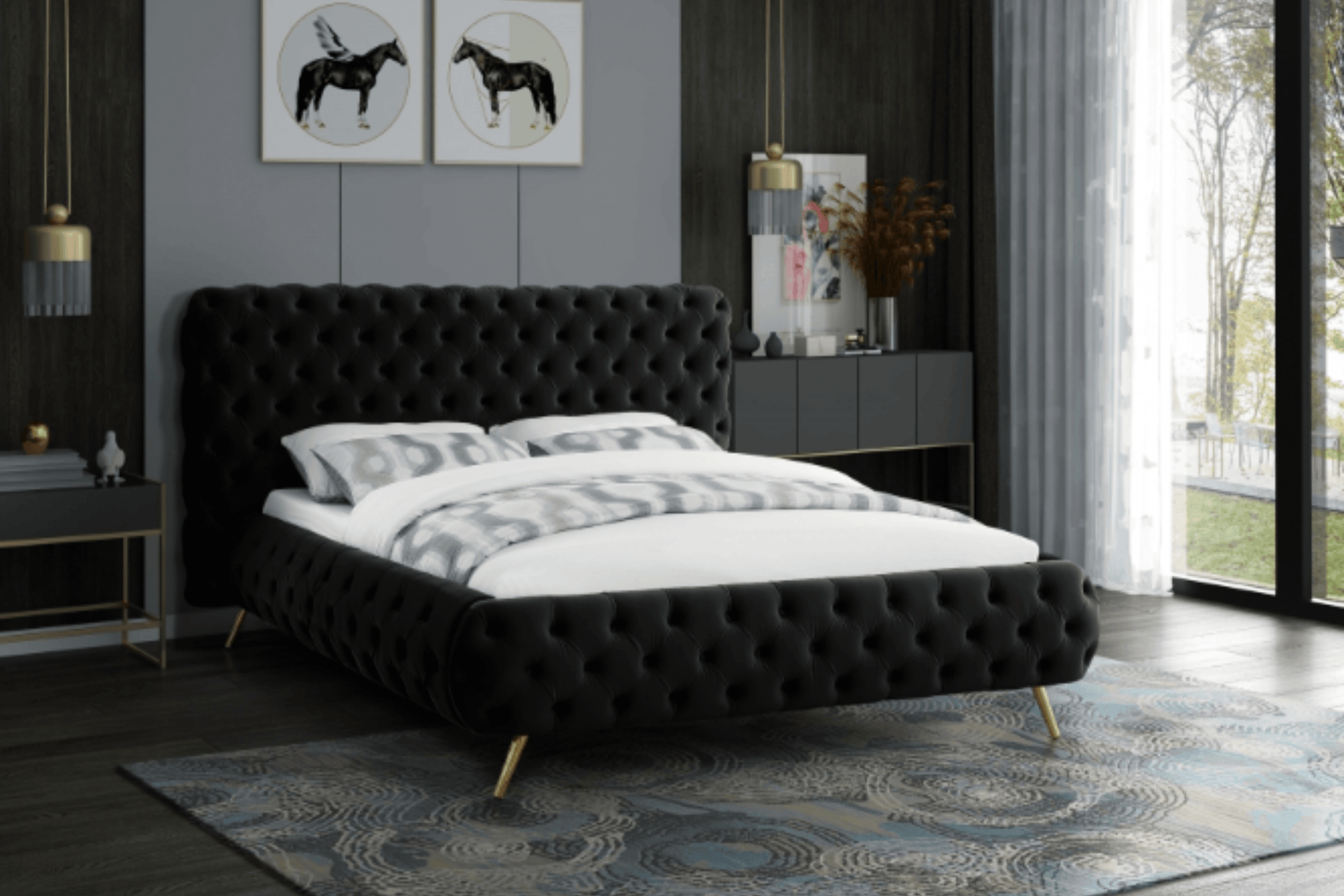 Delano Velvet Bed SKU: Delano - Venini Furniture 