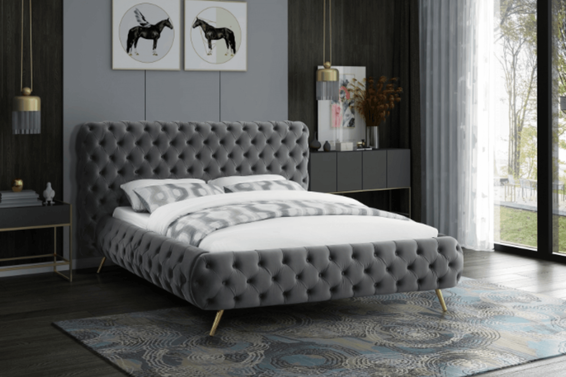 Delano Velvet Bed SKU: Delano - Venini Furniture 