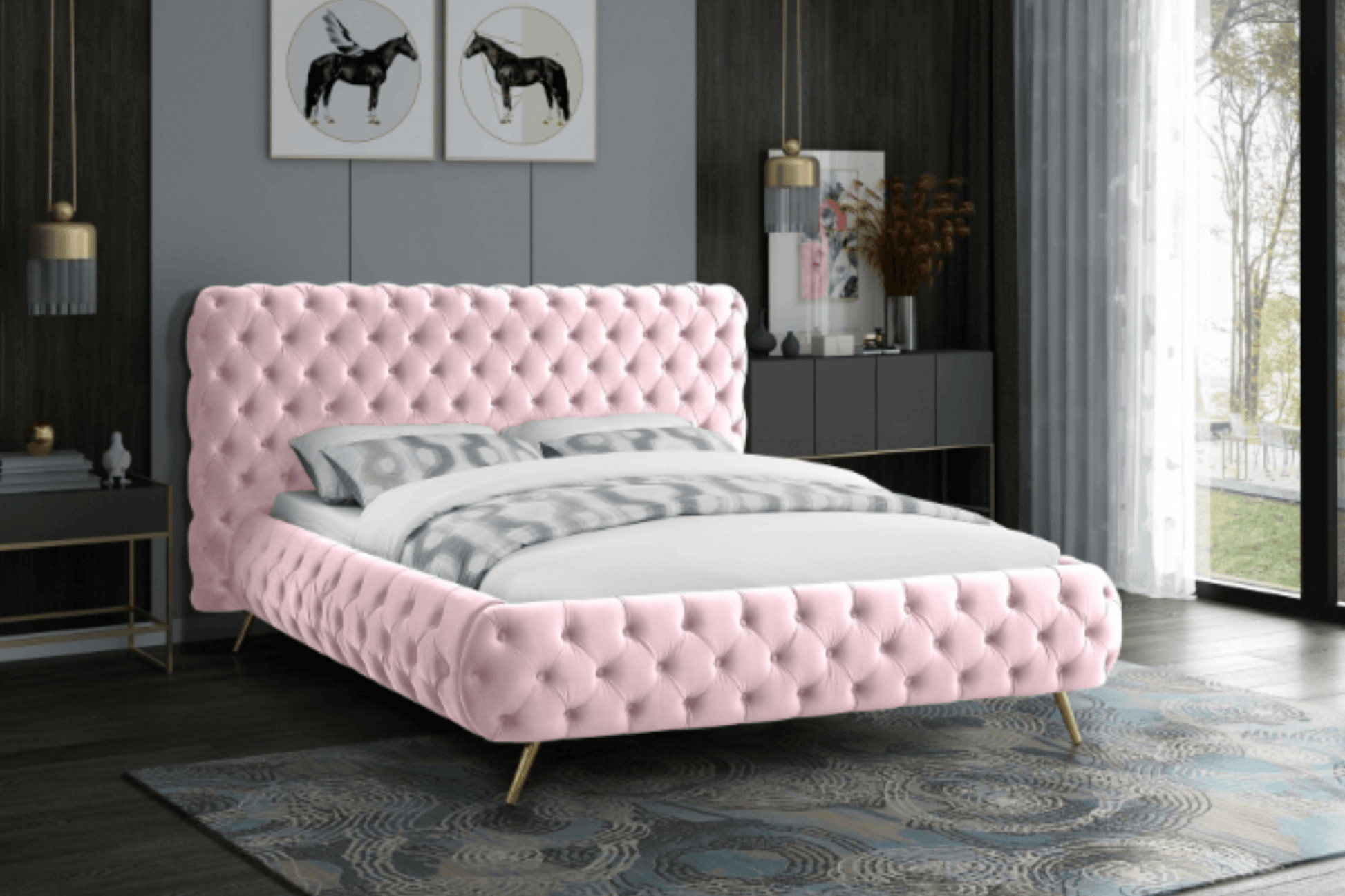 Delano Velvet Bed SKU: Delano - Venini Furniture 