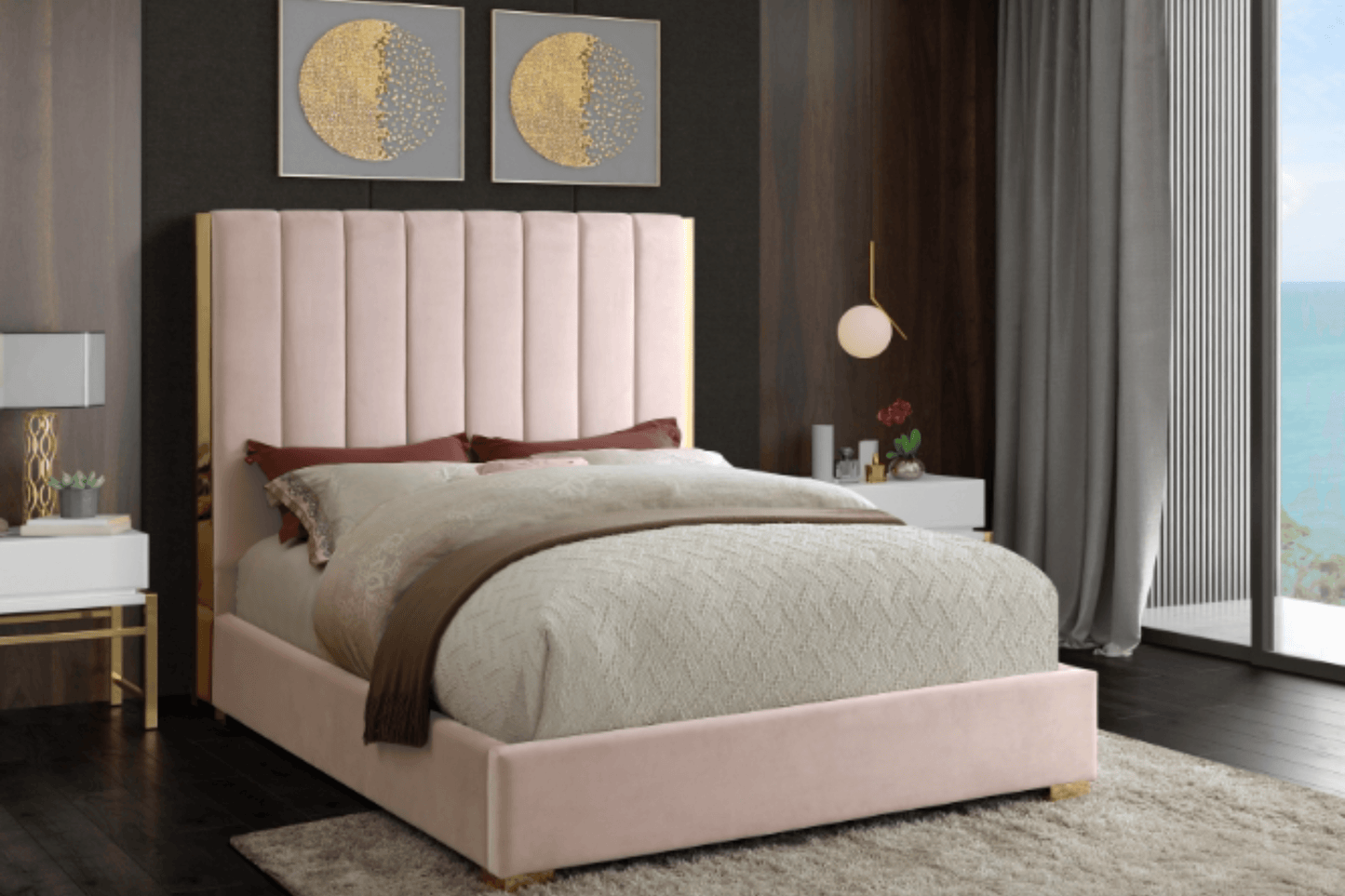 Becca Velvet Bed SKU: Becca - Venini Furniture 