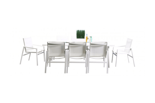 Modern designed white dining set.