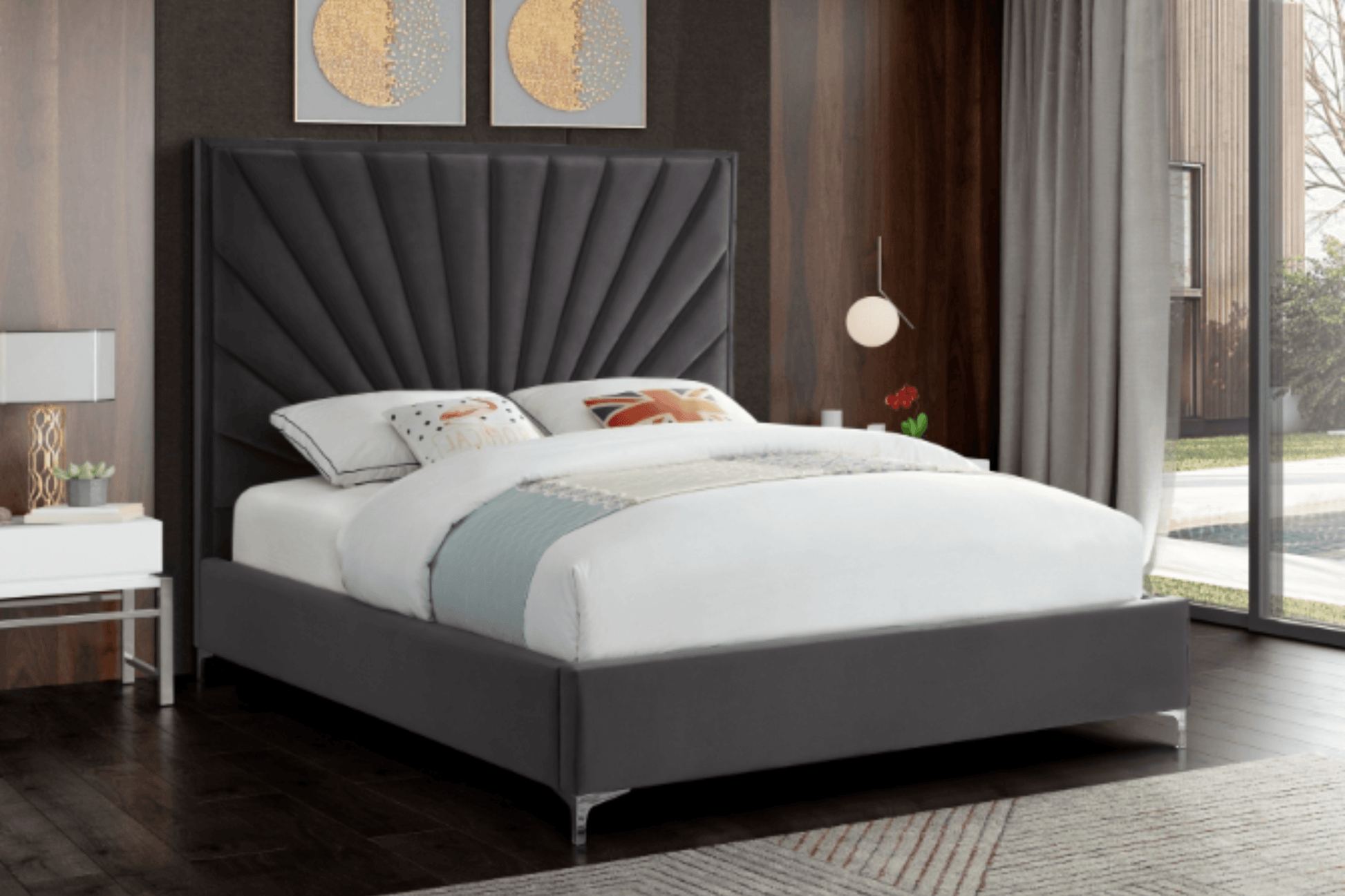 Eclipse Velvet Bed SKU: Eclipse - Venini Furniture 