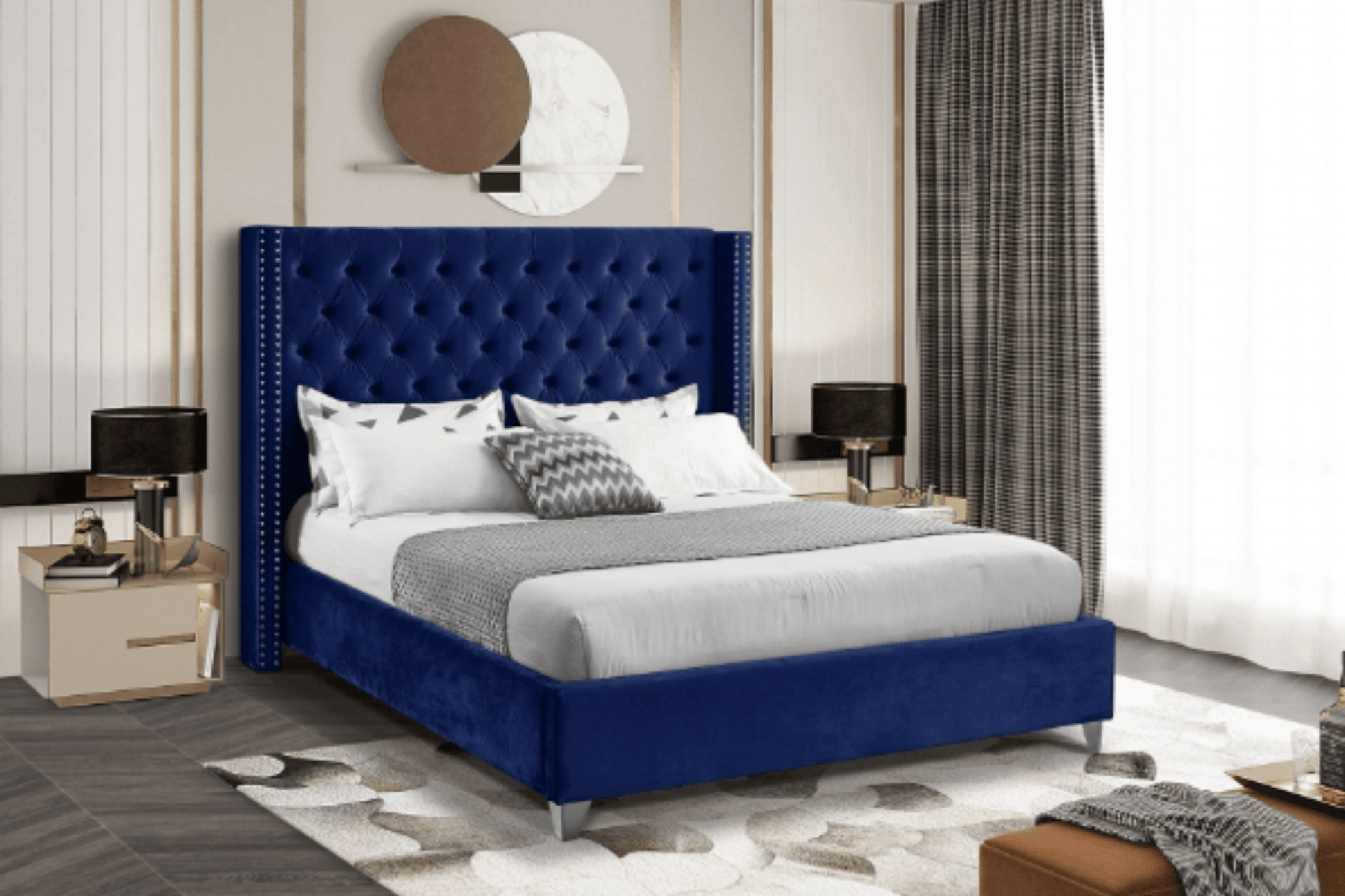 Aiden Velvet Bed SKU: Aiden - Venini Furniture 