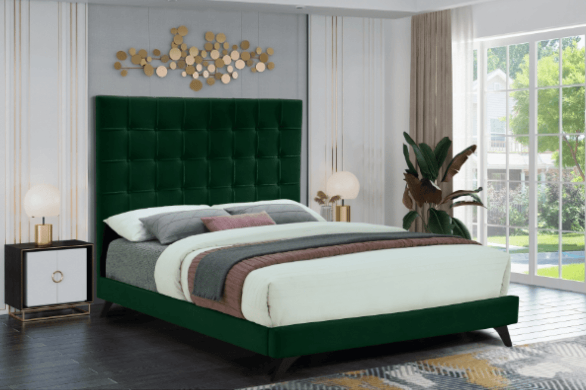 Aiden Velvet Bed SKU: Aiden - Venini Furniture 
