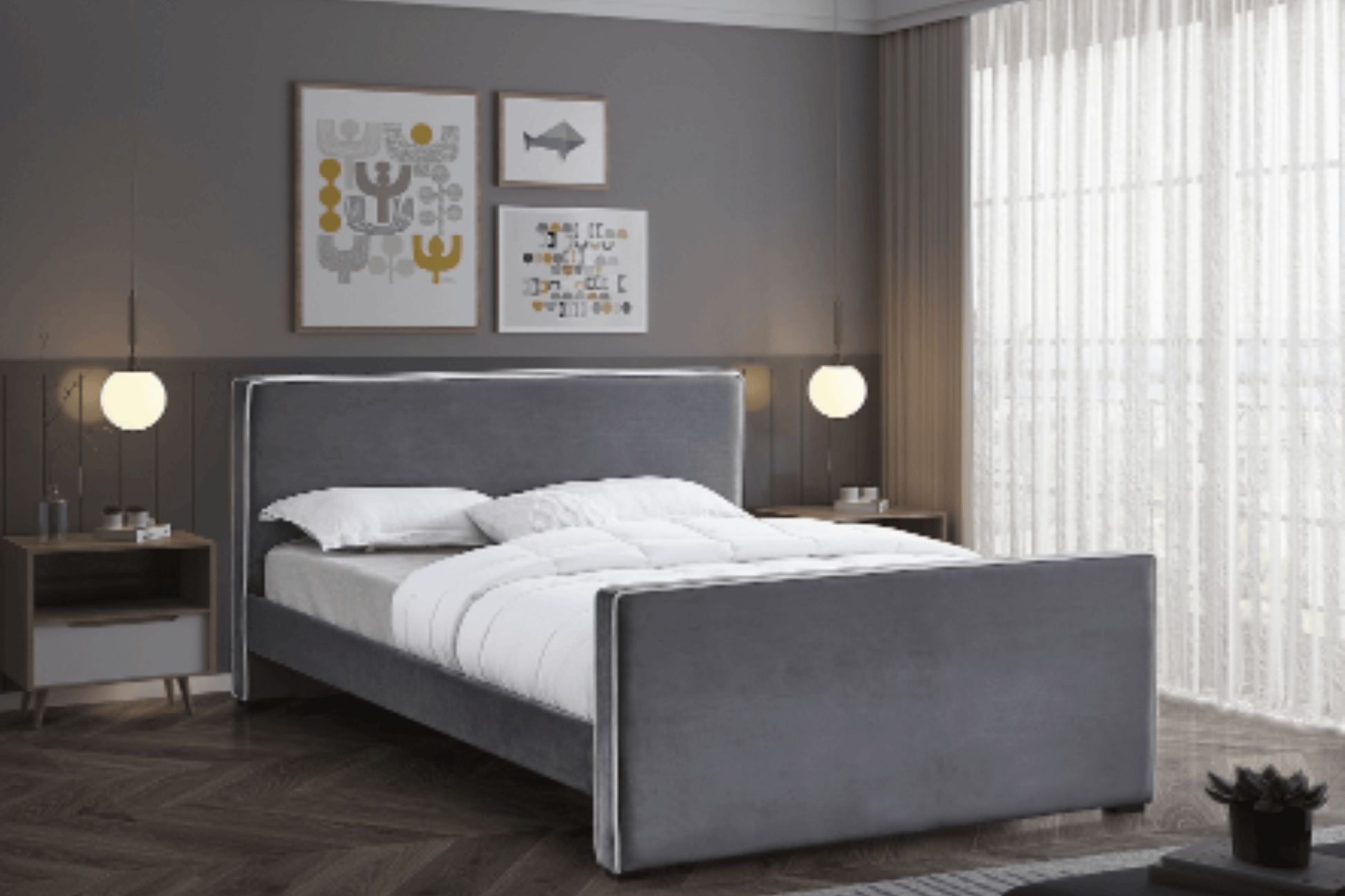 Dillard Velvet Bed SKU: Dillard - Venini Furniture 