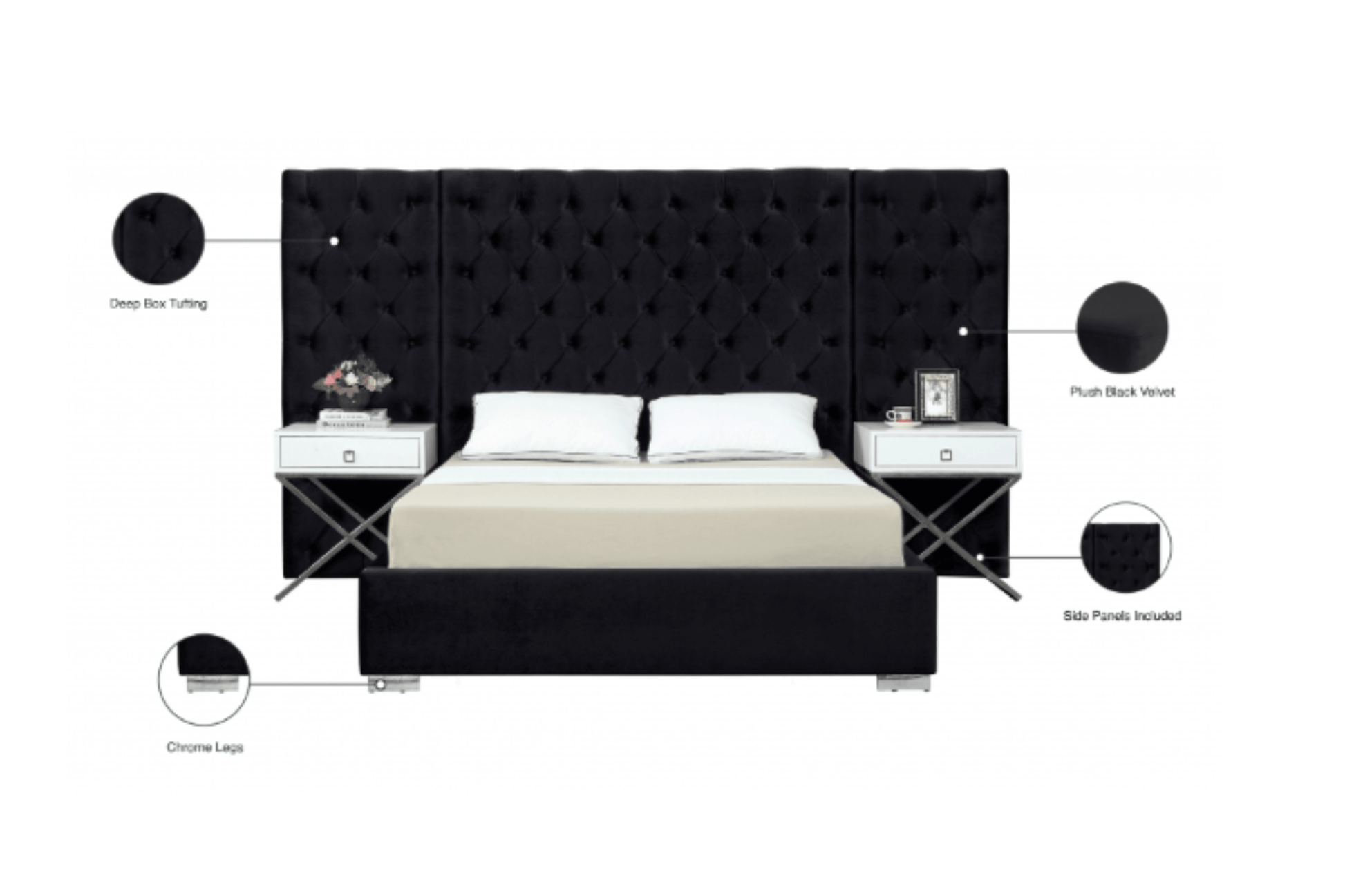 Grande Velvet Bed SKU: Grande - Venini Furniture 