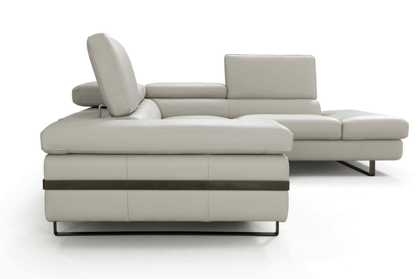 Rimini Italian Leather Sectional in Light Grey - Venini Furniture 