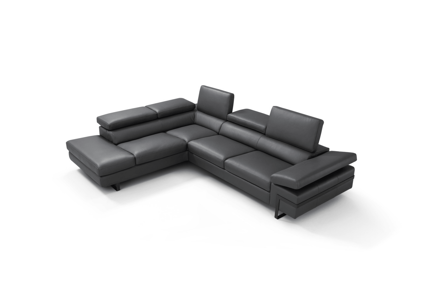 Rimini Italian Leather Sectional in Dark Grey - Venini Furniture 