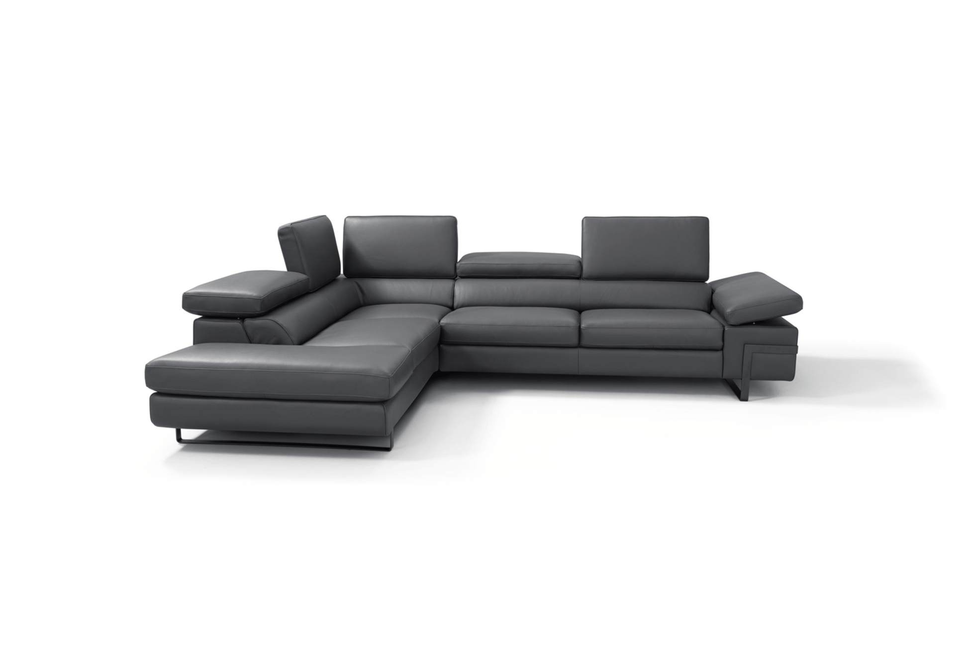 Rimini Italian Leather Sectional in Dark Grey - Venini Furniture 