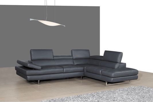 A761 Italian Leather Sectional Slate Grey - Venini Furniture 