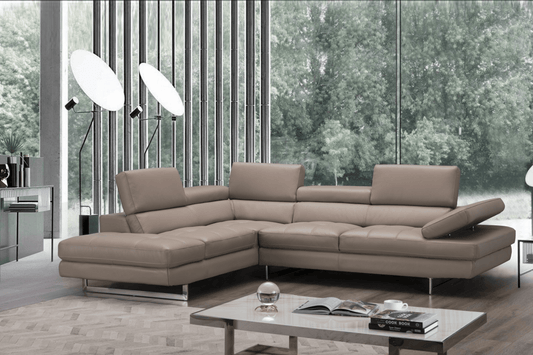 A761 Italian Leather Sectional in Peanut - Venini Furniture 