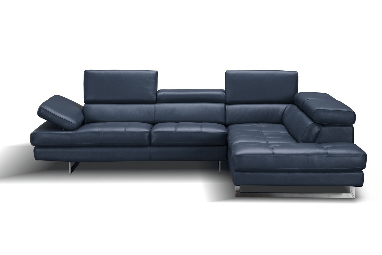 A761 Italian Leather Sectional in Blue - Venini Furniture 
