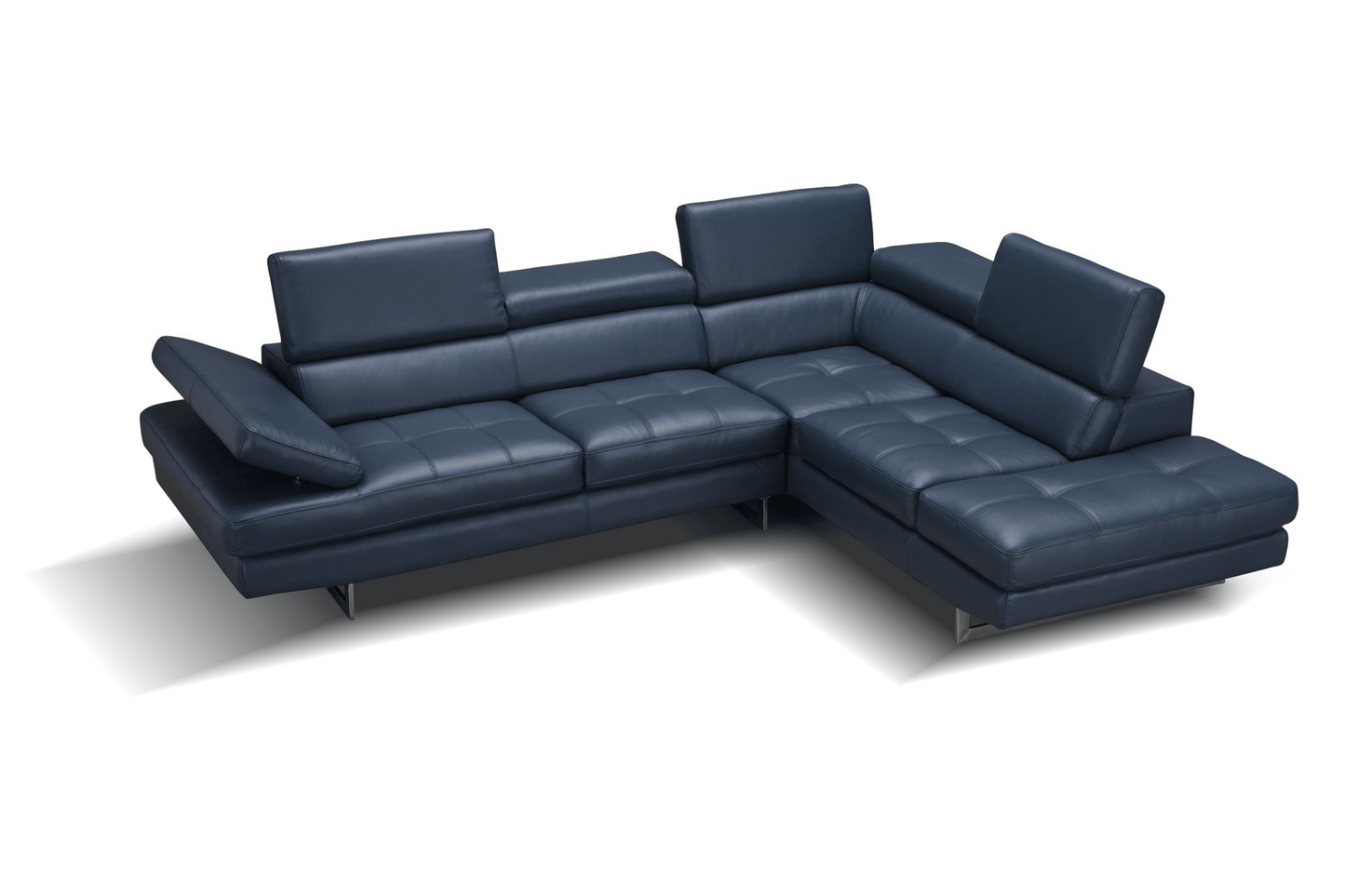A761 Italian Leather Sectional in Blue - Venini Furniture 
