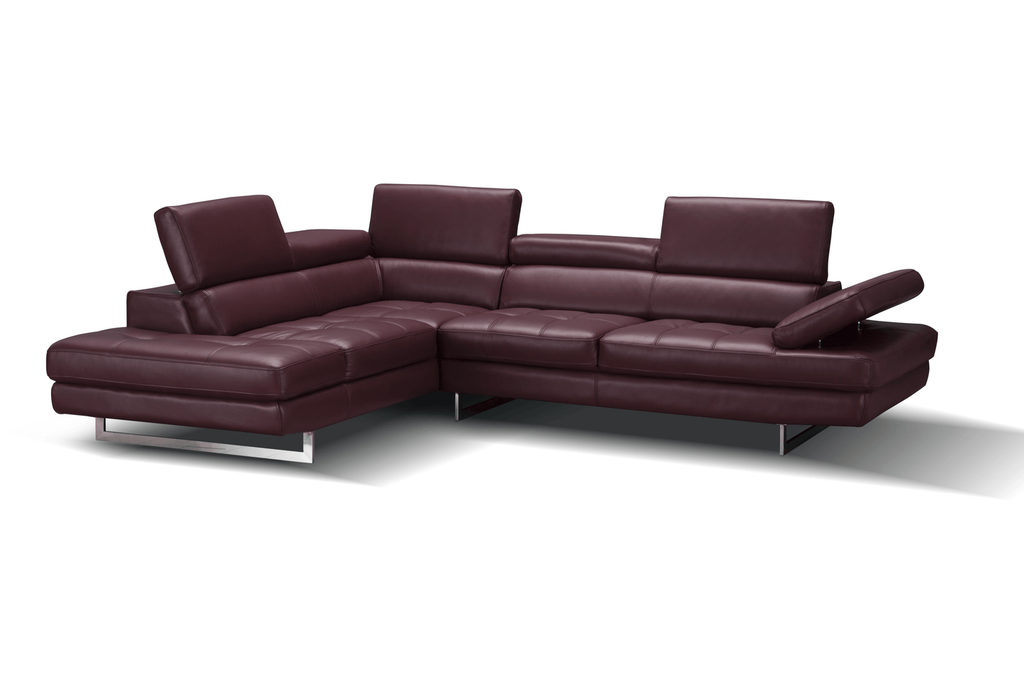 A761 Italian Leather Sectional in Maroon - Venini Furniture 