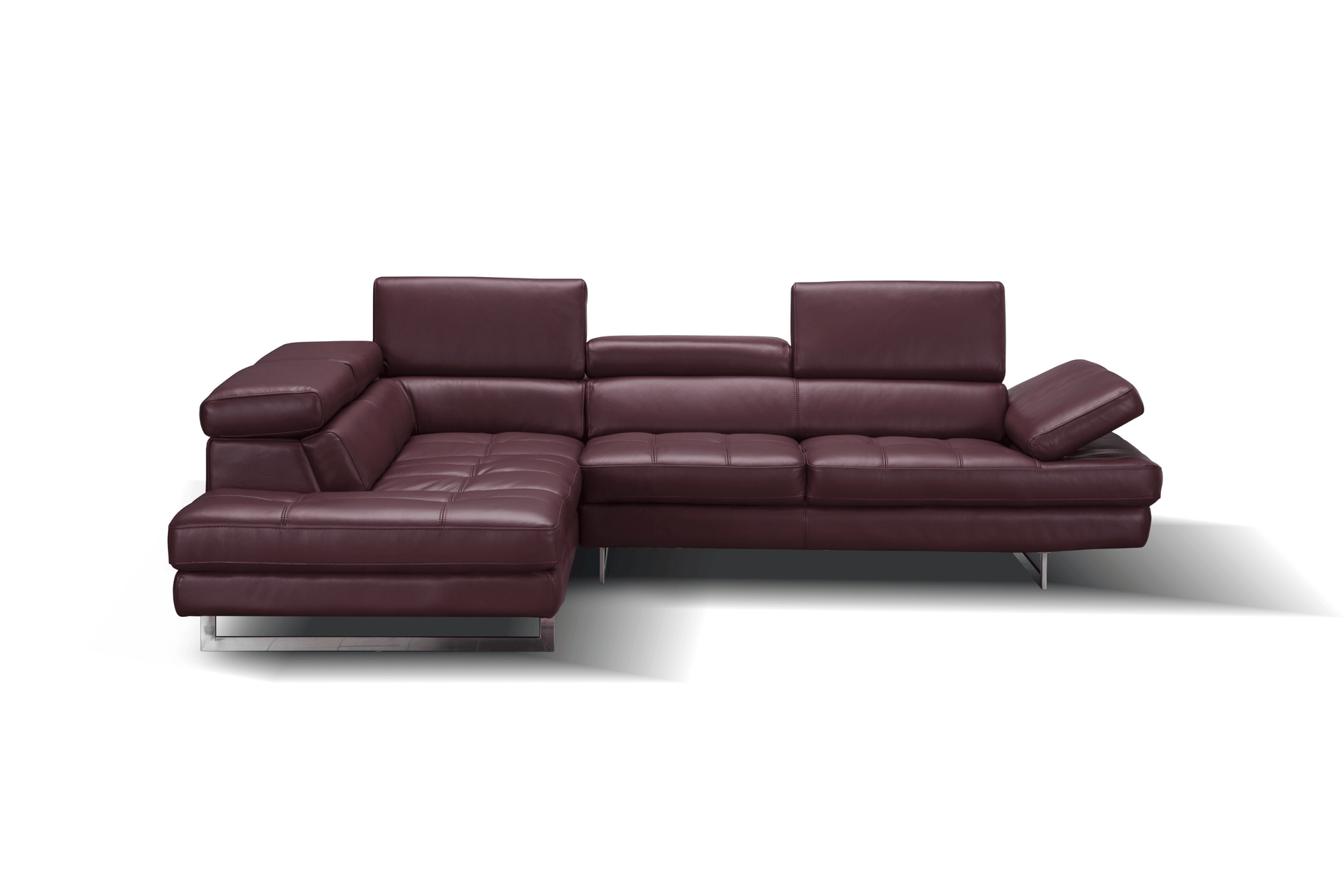 A761 Italian Leather Sectional in Maroon - Venini Furniture 