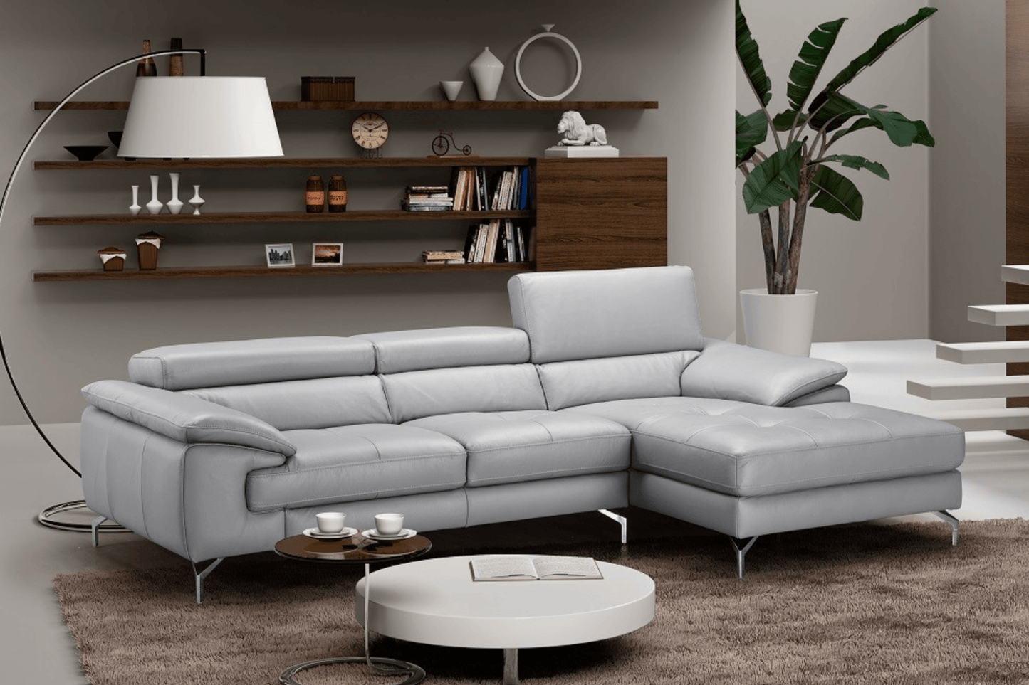 Liam Premium Leather Sectional - Venini Furniture 