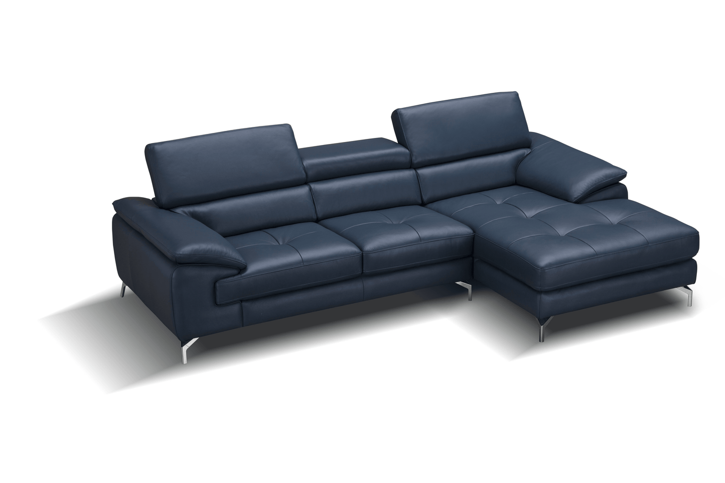 A973b Premium Leather Sectional in Blue - Venini Furniture 