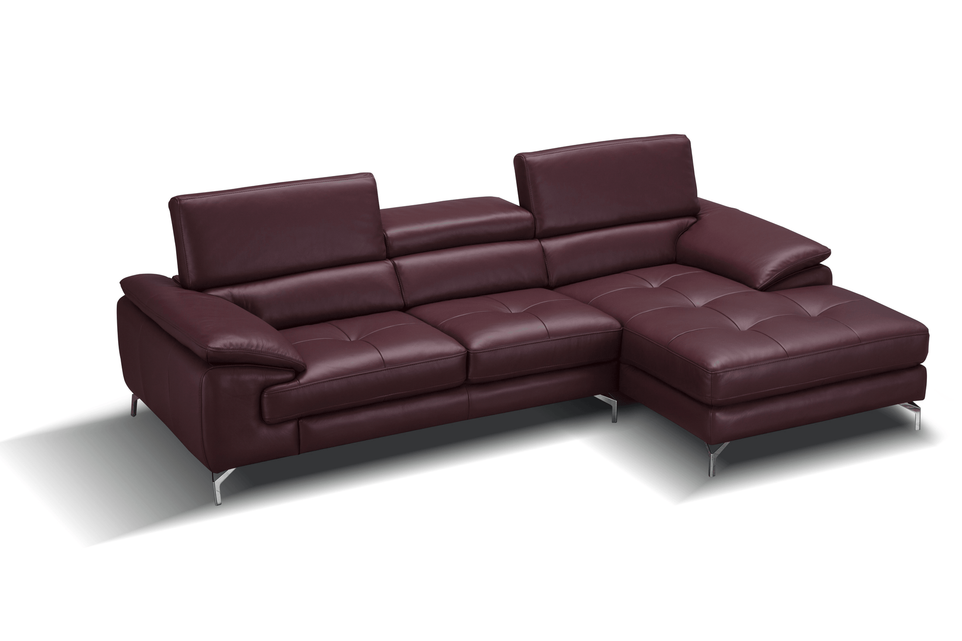 A973b Premium Leather Sectional in Maroon - Venini Furniture 