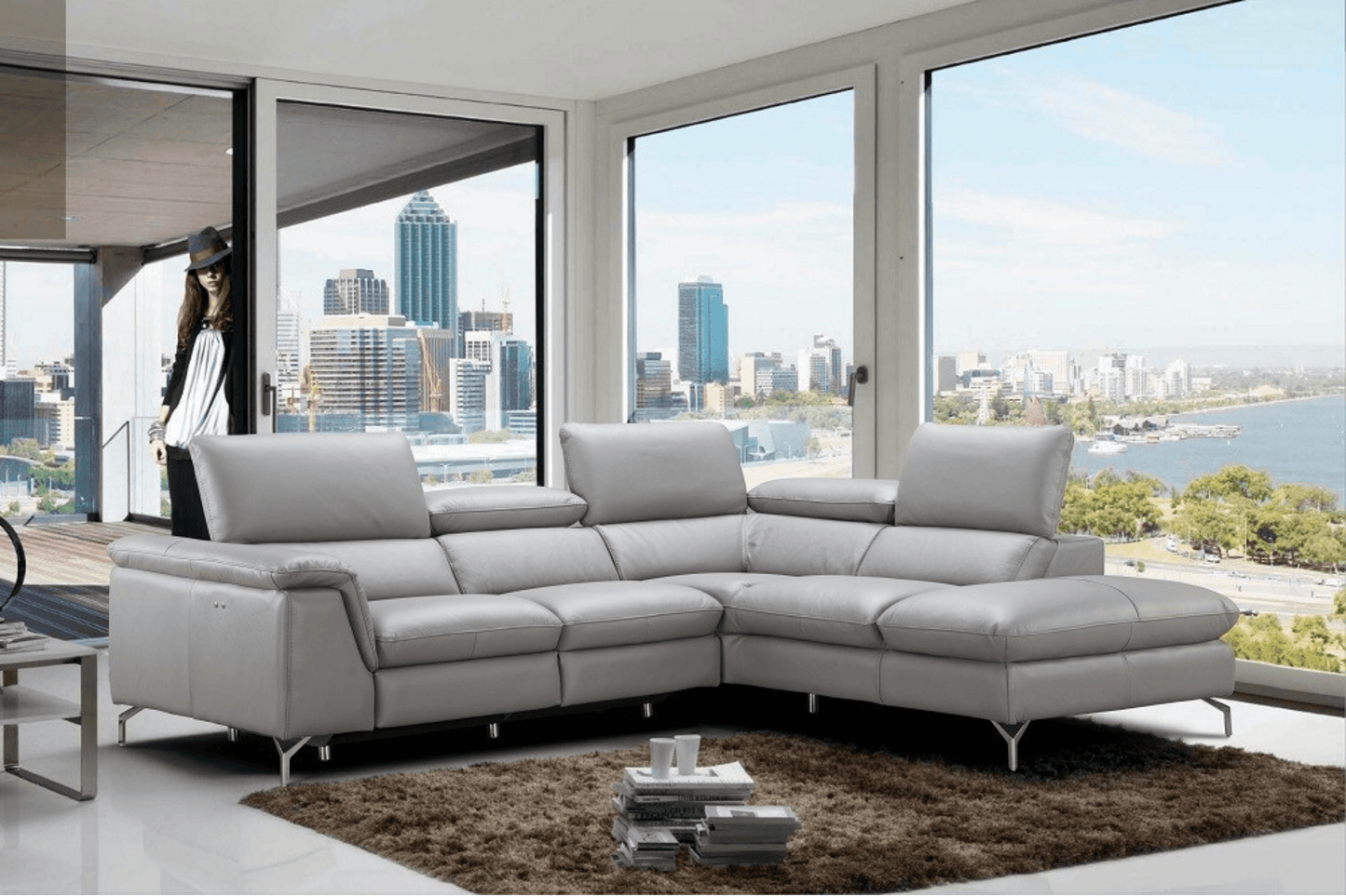 Viola Premium Leather Sectional - Venini Furniture 