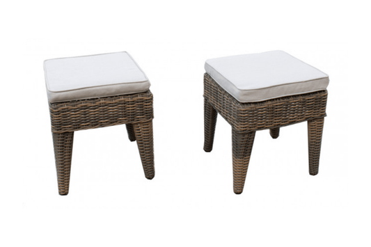 Spanish Wells Set of 2 Ottomans w/tan cushions SKU: PRP-5001-DFT-OT - Venini Furniture 