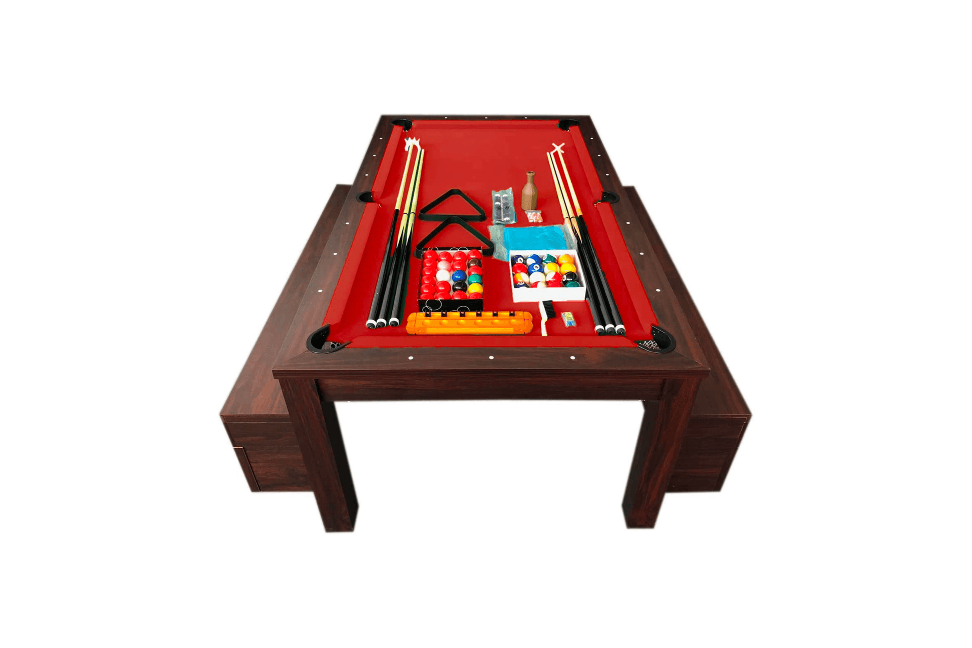 7Ft Pool Table Billiard Became a Dinner Table with Benches Model 18721 - Venini Furniture 