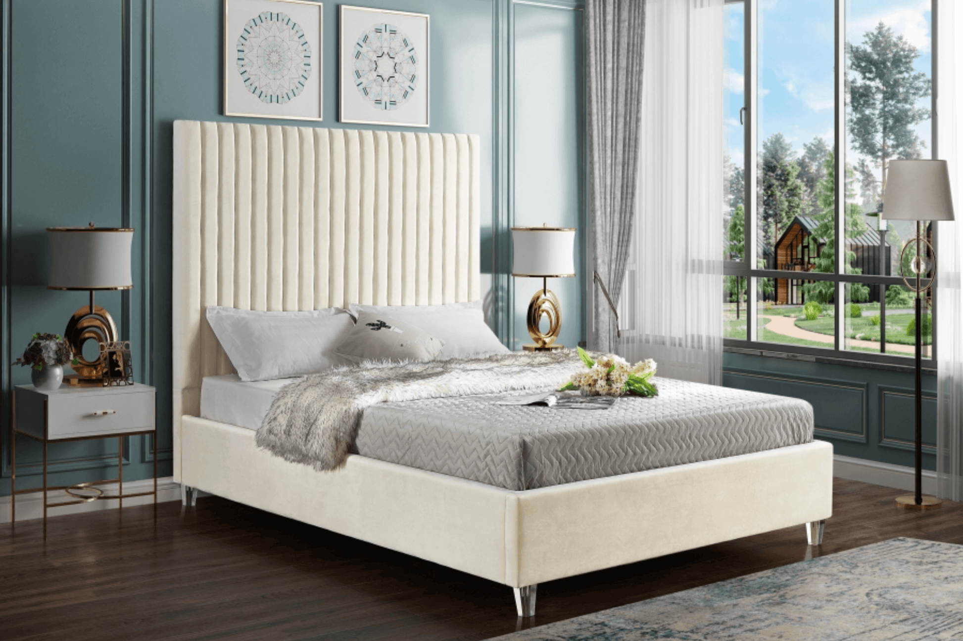 Candace Velvet Bed Model 18470 Venini Furniture Venini Furniture