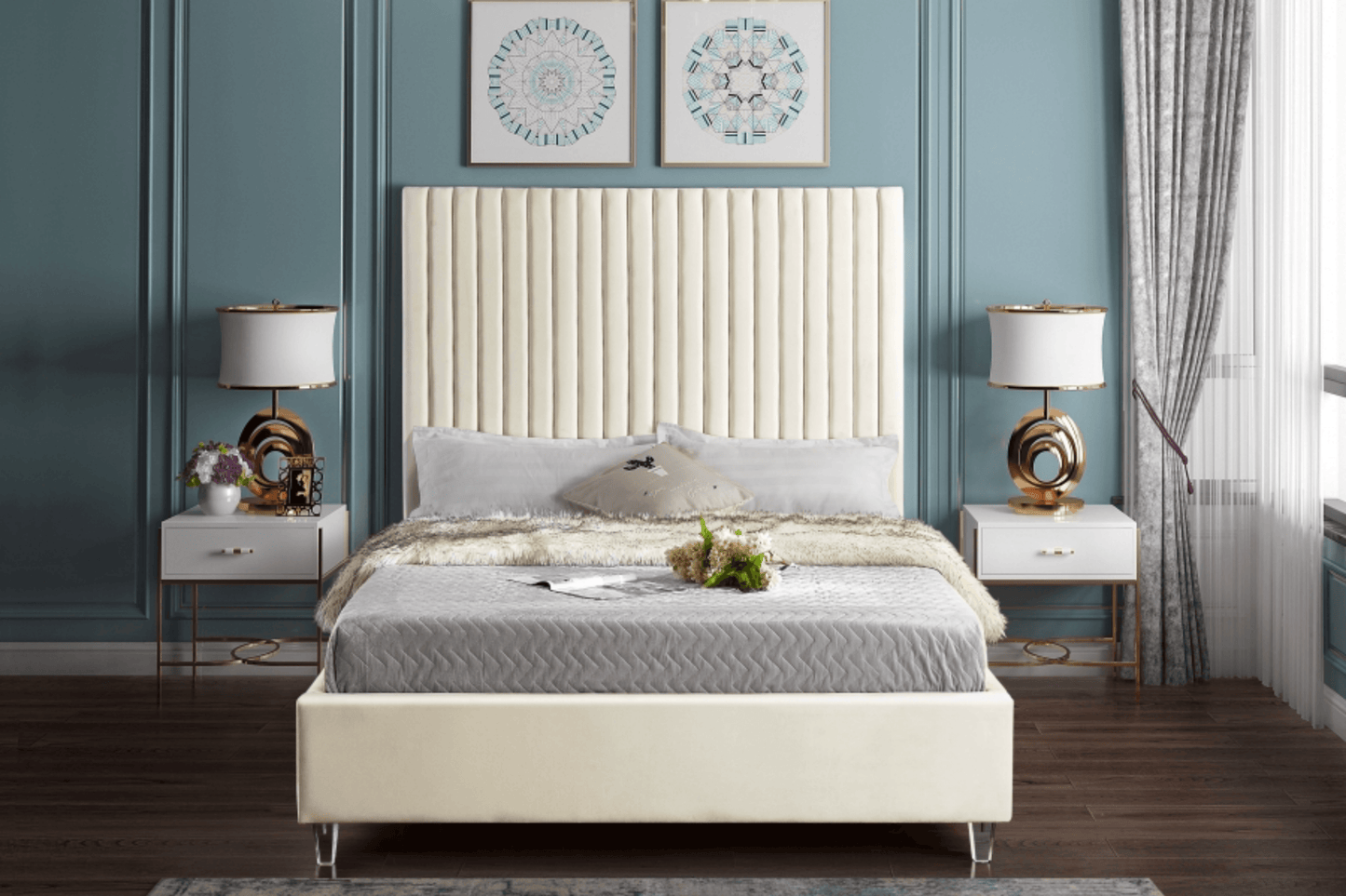 Candace Velvet Bed SKU: Candace - Venini Furniture 