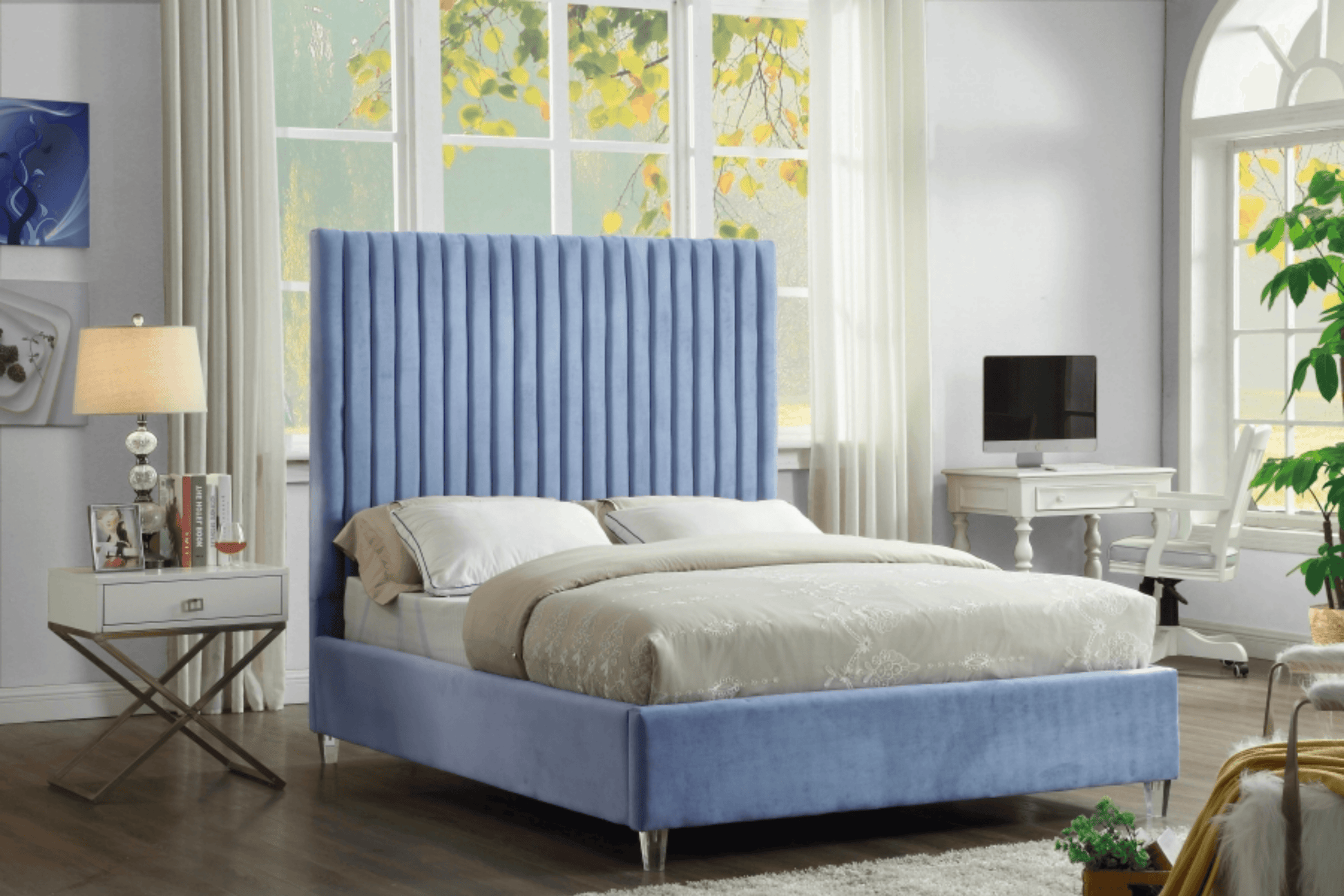 Candace Velvet Bed SKU: Candace - Venini Furniture 
