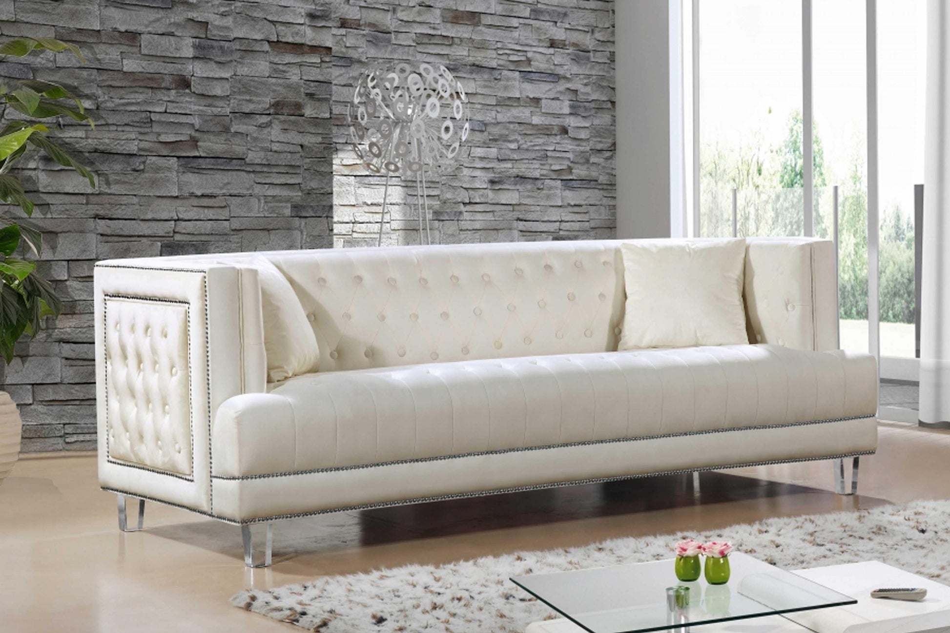 Lucas Velvet Sofa SKU: 609-S - Venini Furniture 