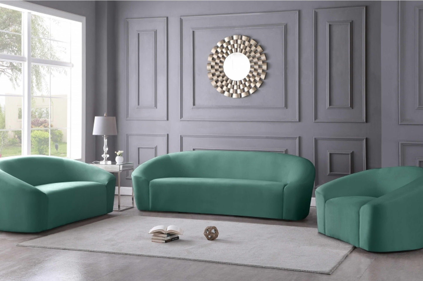 Riley Velvet 3 pc Sofa Set SKU: 610-SET - Venini Furniture 