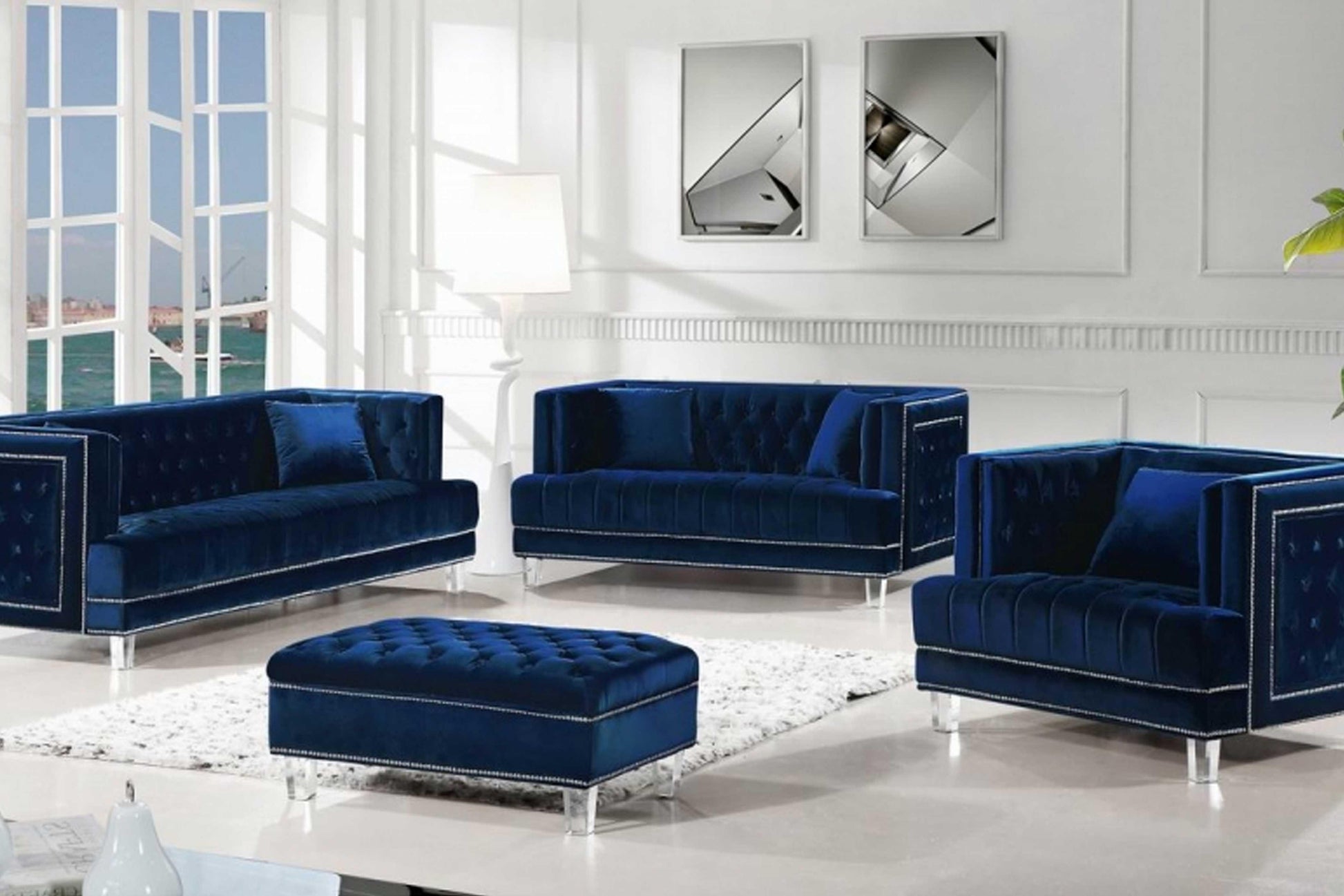 Lucas Velvet Sofa SKU: 609-S - Venini Furniture 