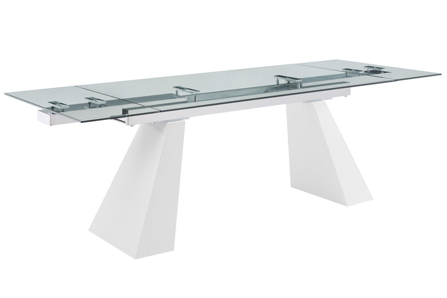 extendable dining table in clear temp