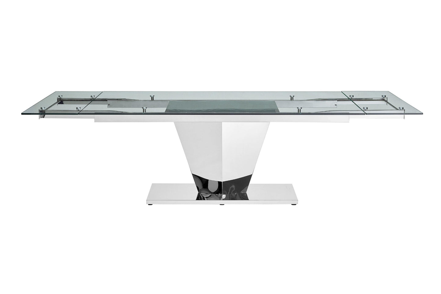 extendable dining table in clear glass