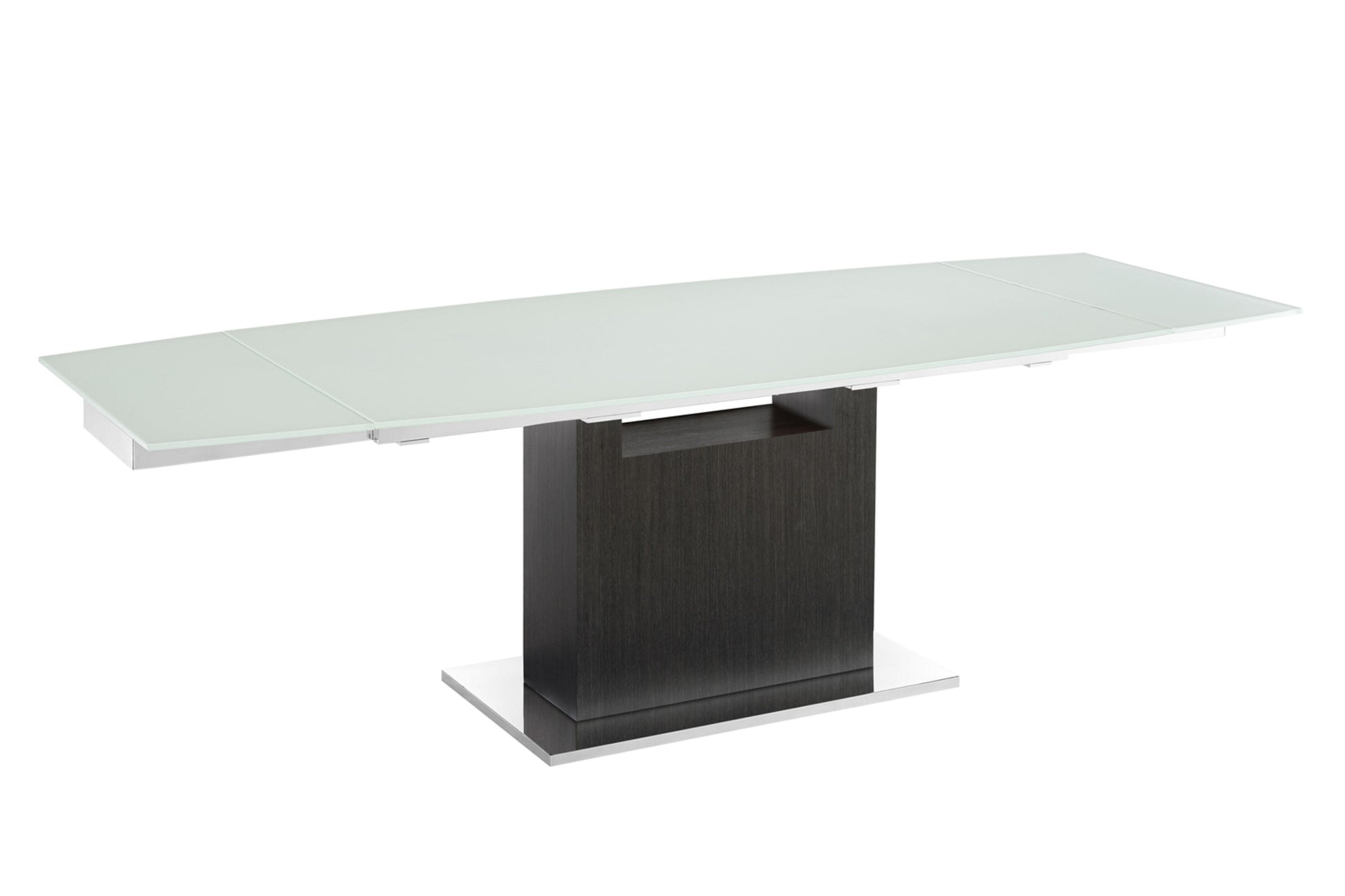 Olivia motorized dining table with dark gray oak base. - Venini Furniture 