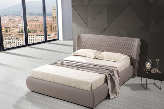taupe color queen bed