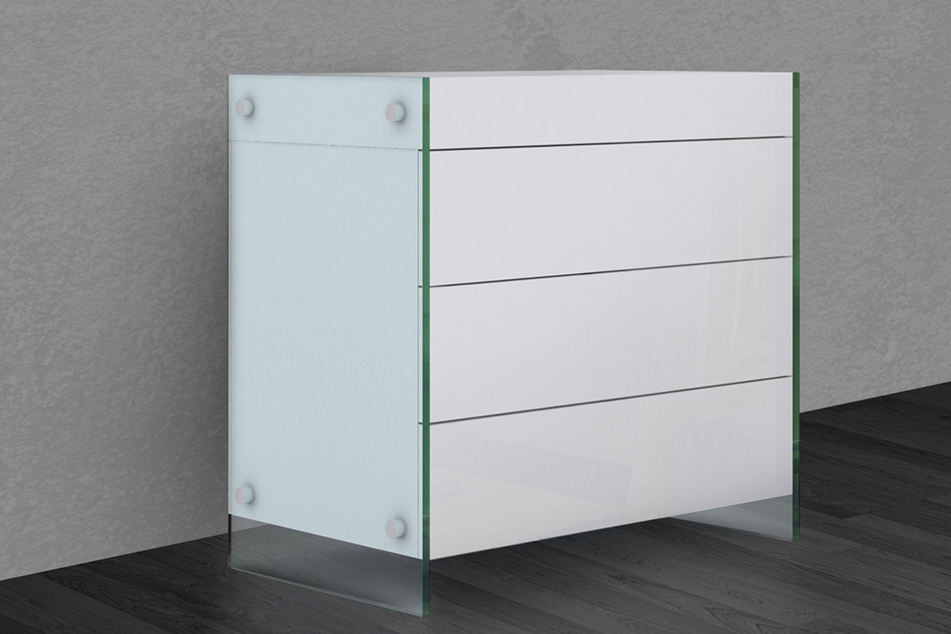 IL Vetro Dresser Model CB-111-3NS-WH - Venini Furniture 