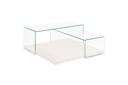 coffee table in white clear glass