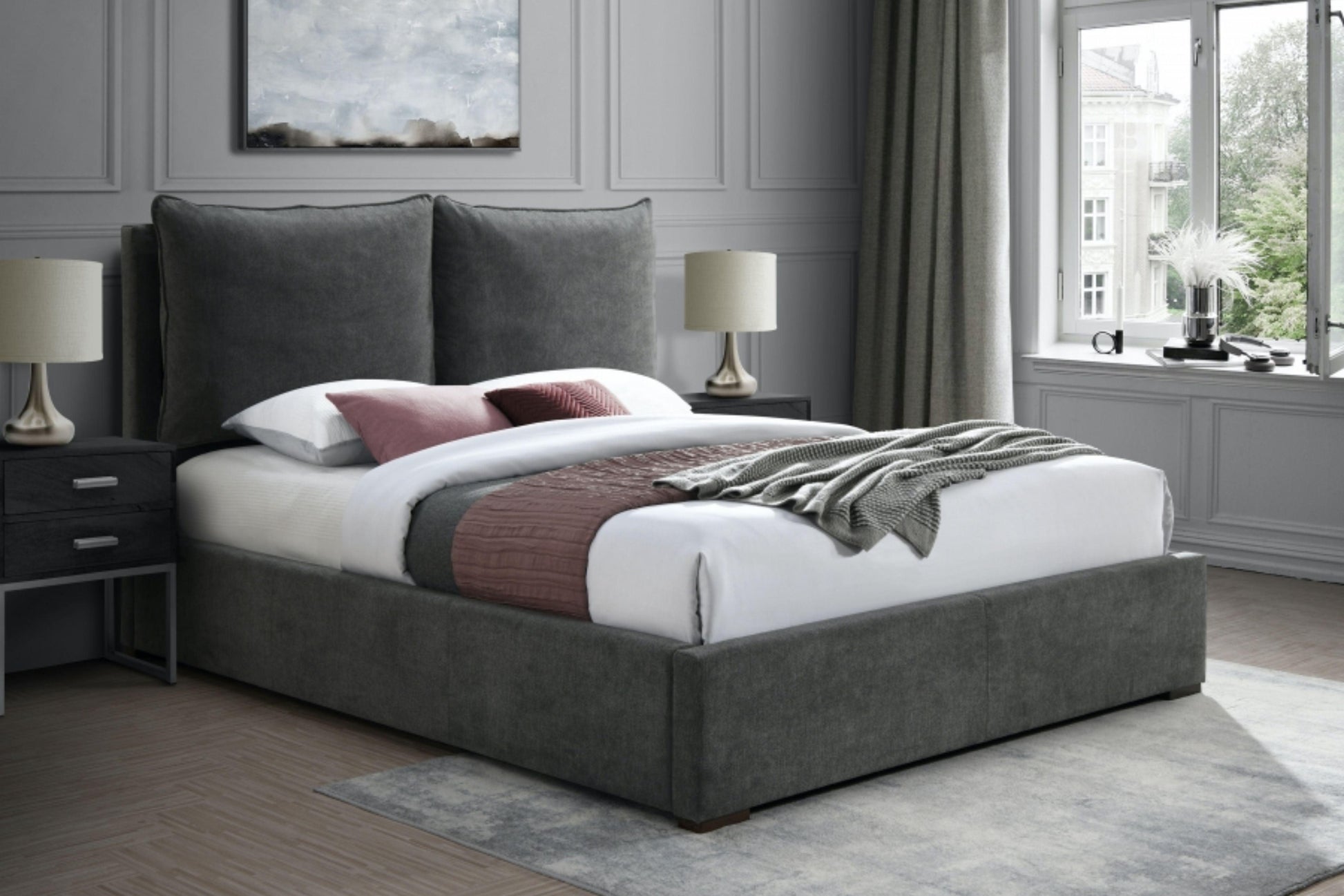 Misha Polyester Fabric Bed SKU: Misha - Venini Furniture 