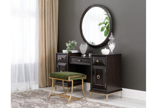 Vanity Desk in dark color.  Delicate desk with cabinets 