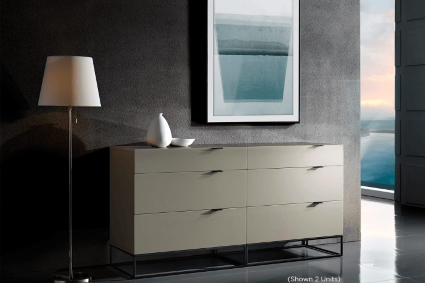 Vizzione Dresser Taupe Model CB-1406-SINGLEDG - Venini Furniture 