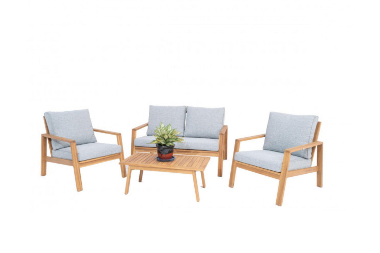 Belize 4 PC Seating Set w/beige cushions SKU: PJO-3102-NAT-4PC - Venini Furniture 