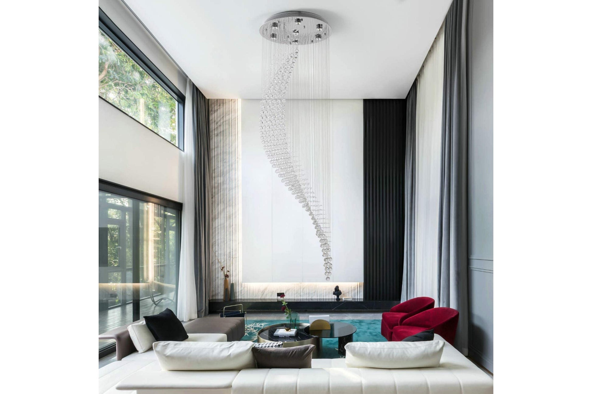 Modern Large Chandelier K9 Crystal Raindrop Lighting Flush Mount LED Ceiling Light - Venini Furniture 