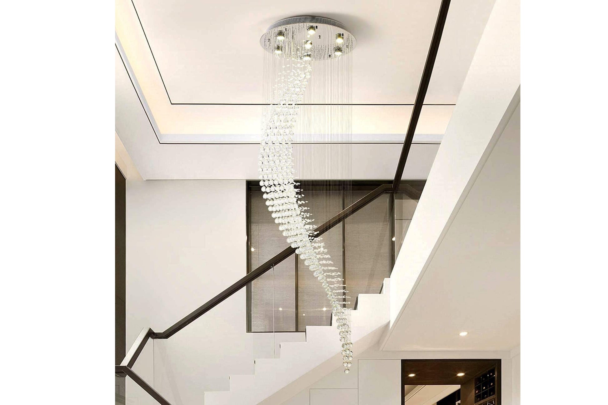 Modern Large Chandelier K9 Crystal Raindrop Lighting Flush Mount LED Ceiling Light - Venini Furniture 