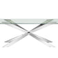 dining table in clear glass with polished stainless steel