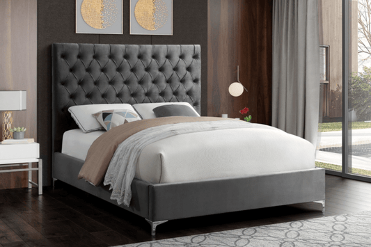 velvet bed with headboard