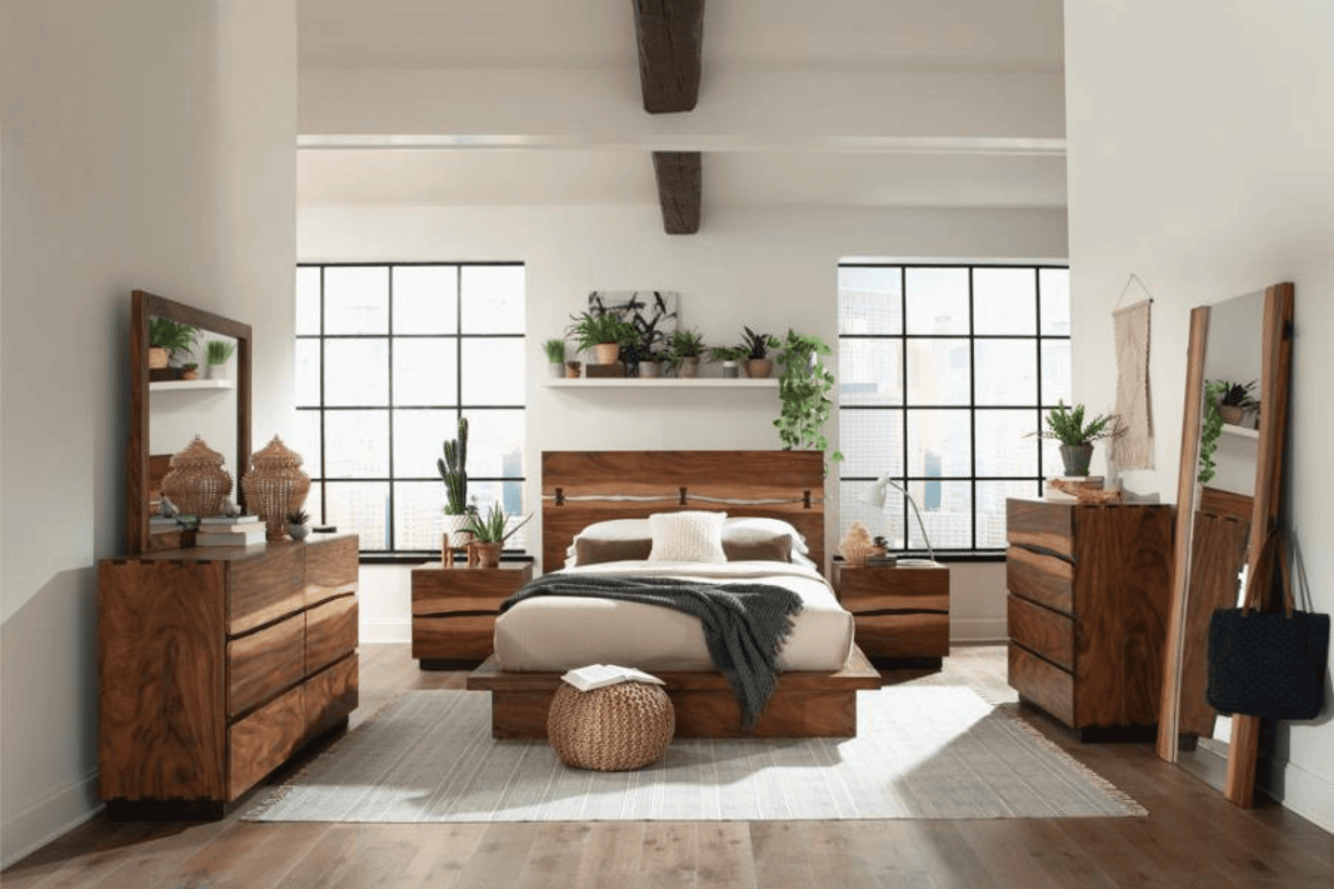 Winslow Standing Mirror Smokey Walnut and Coffee Bean SKU: 223256 - Venini Furniture 