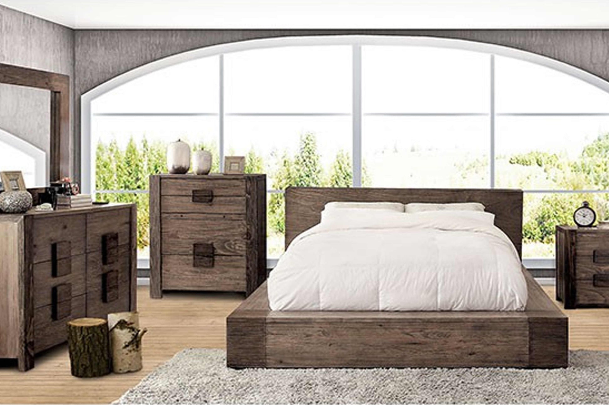 Janeiro Solid Wood Bed Model 7628 - Venini Furniture 