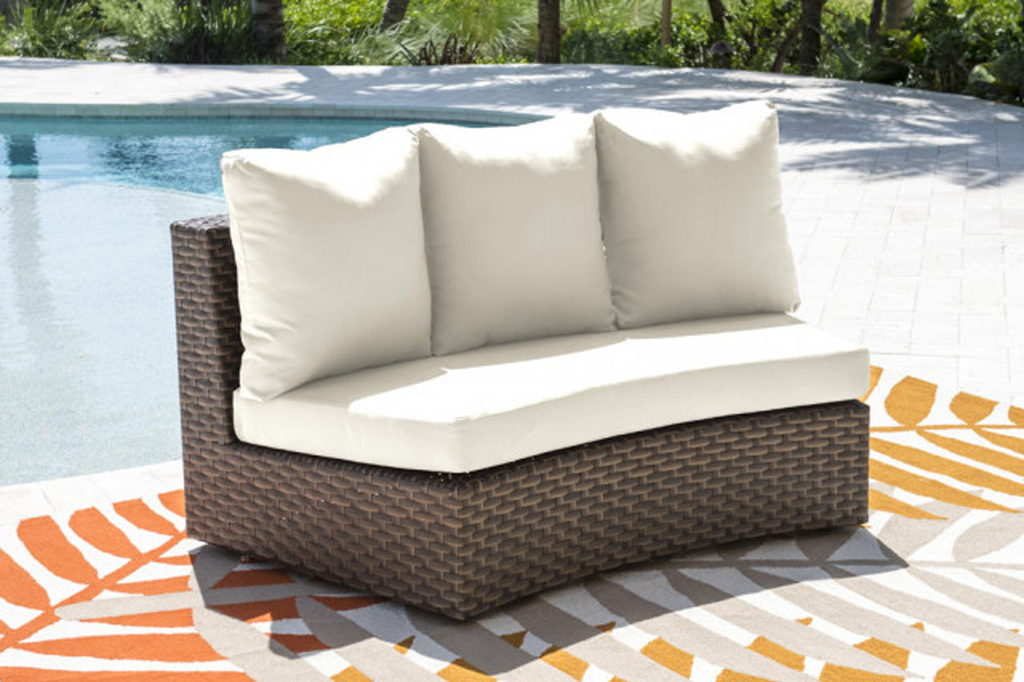 Big Sur Curved Loveseat w/off-white cushion - Venini Furniture 